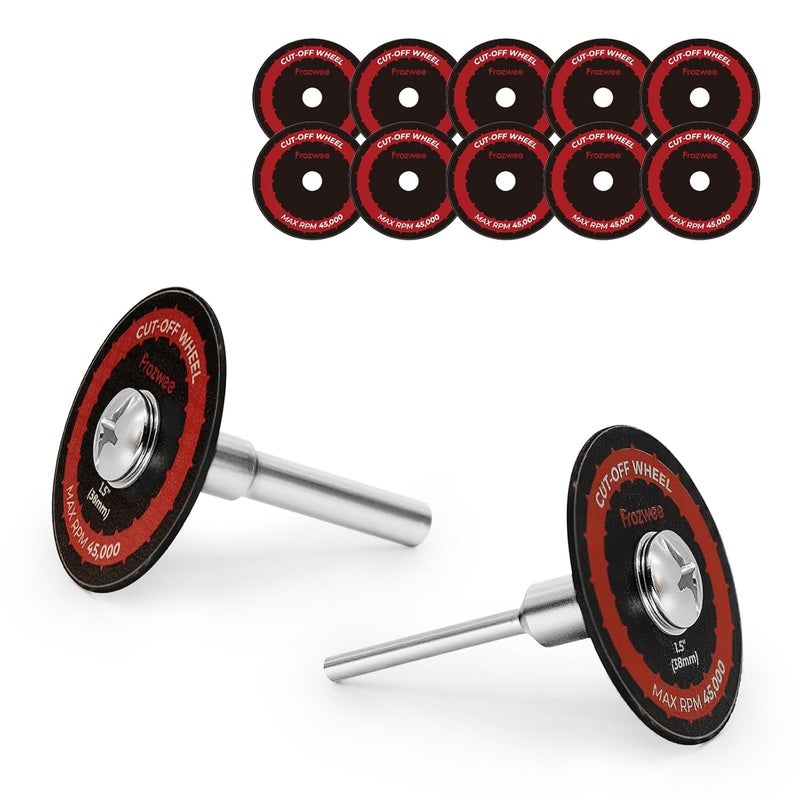 Prozwee 10 Pack 1.5" Cut Off Wheels with 2 Shank(1/4" Mandrel+1/8" Mandrel),Fiberglass Reinforced Rotary Tool Cutting Disc Set - Image 1